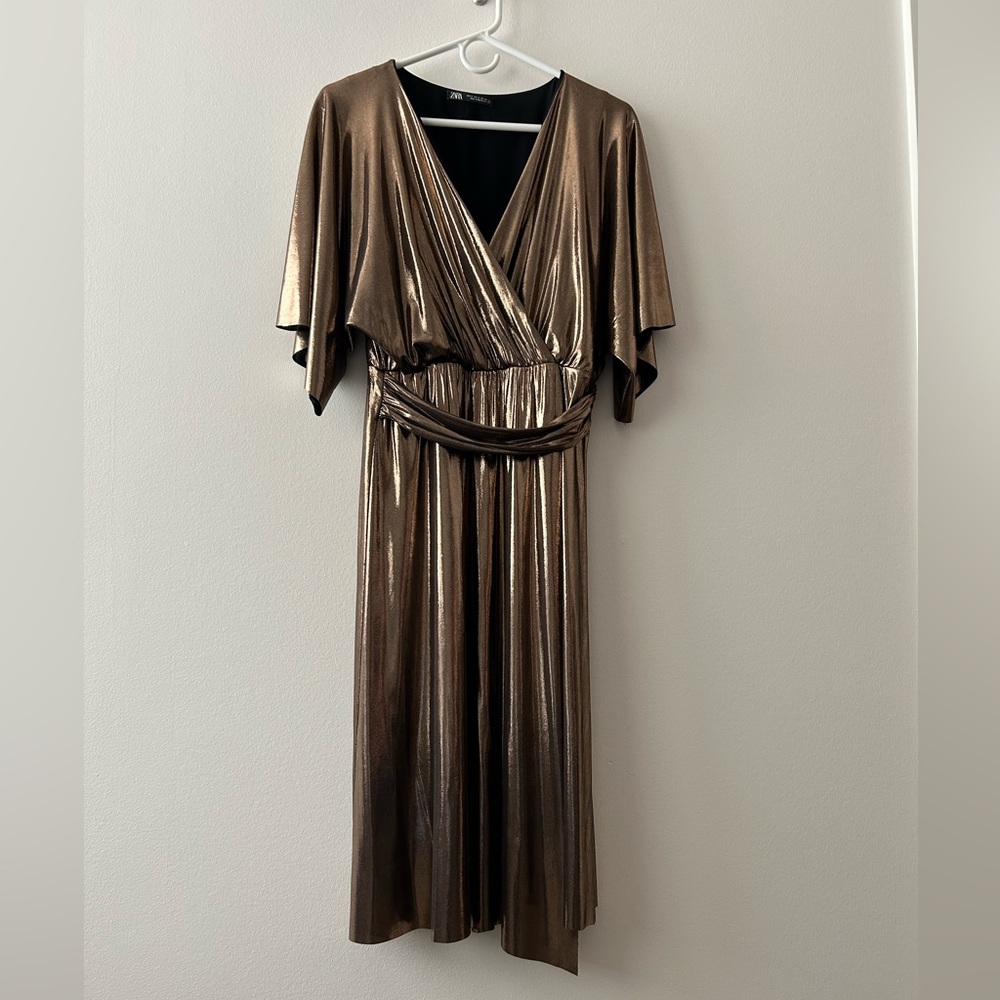 Zara metallic midi dress